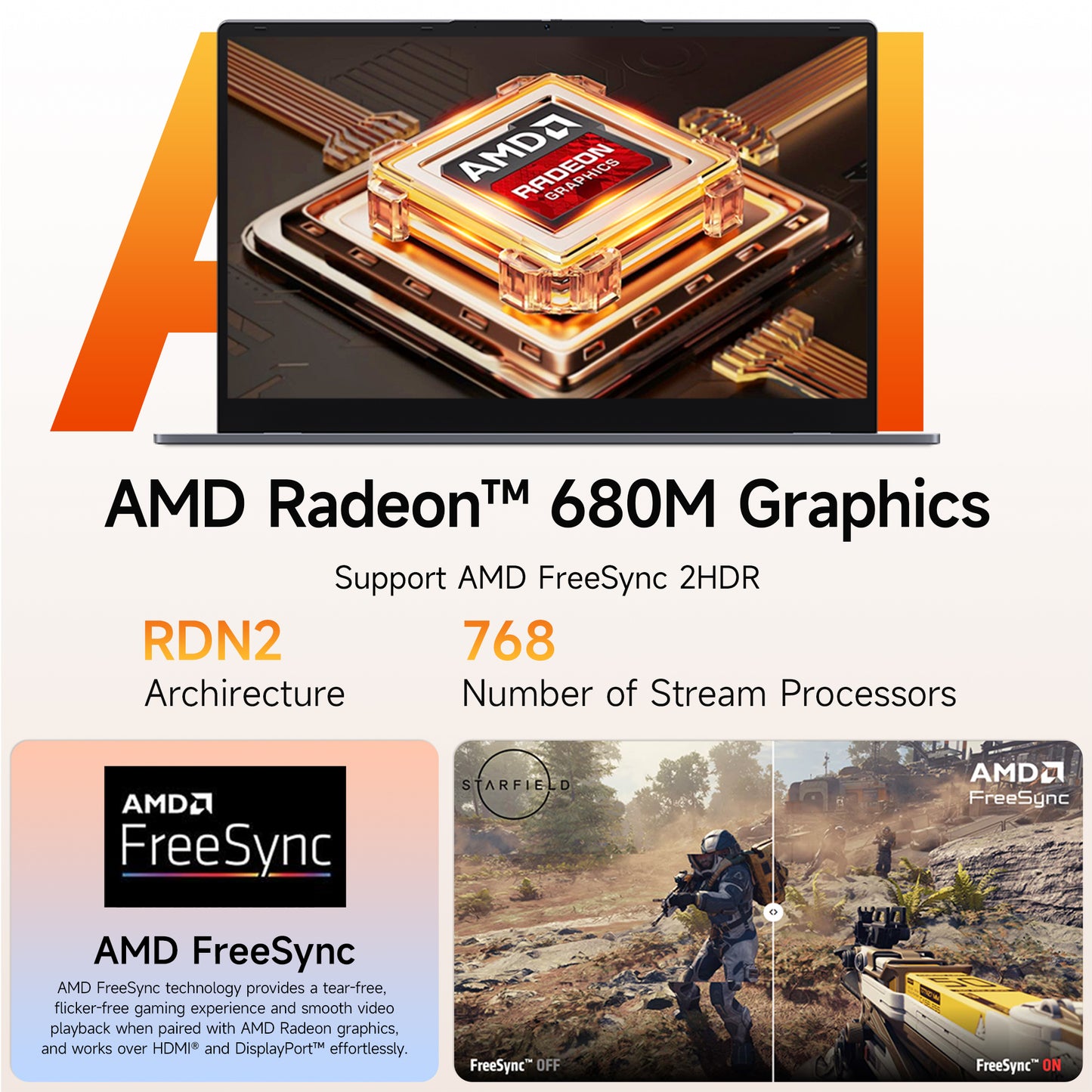 RNRUO 15.6inch Laptop AMD R7-6800H 4.40Ghz 16GB RAM 512GB ROM Computer