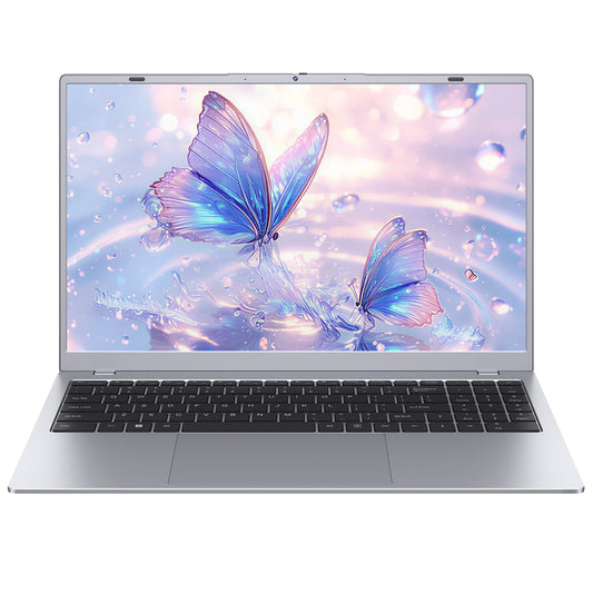 HYYUO Laptop Computer, 15.6inch FHD Display 12GB RAM 256GB ROM, Intel 6500Y 2 Cores, Office 2024 Windows 11, Full-Size Keyboard Type-C PD Dual 4K Output for Work Study, Silver