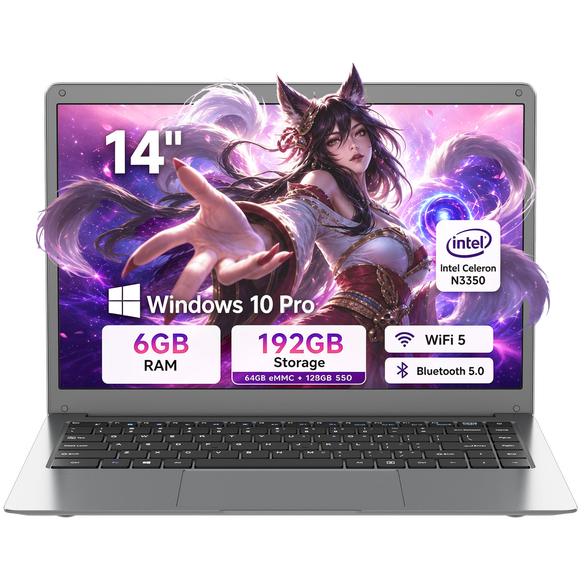 ARCBUC 14" Windows Laptop, Intel N3350 ,6GB RAM 192GB SSD, Laptop Computer with WiFi5 BT5.0, Windows 10 pro for Business, Student