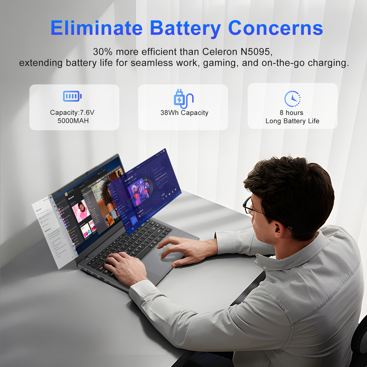 RNRUO 14" Windows 11 Laptop Computer, 8GB RAM 256GB SSD, Intel Pentium Gold 6500Y with 2 Cores up to 3.4GHz, Full HD Display Office 2024 WiFi5 BT5.0, Netbook for Business, Student, Dark Gray