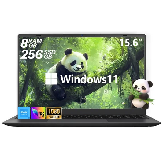15.6" FHD IPS Windows 11 Laptop, 256GB SSD 8GB RAM, Intel Processor, Dual 4K Output & Type-C PD, Office 2024 Included, for Business & Study, Dark Gray