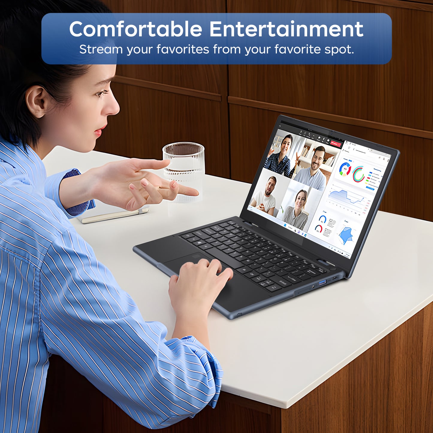 RNRUO 11.6" 2 in 1 Touchscreen Laptop 16GB RAM 256GB SSD, Intel 6500Y, 2 Cores up to 3.4GHz, 360° Flip IP41 Drop Resistant, Windows 11