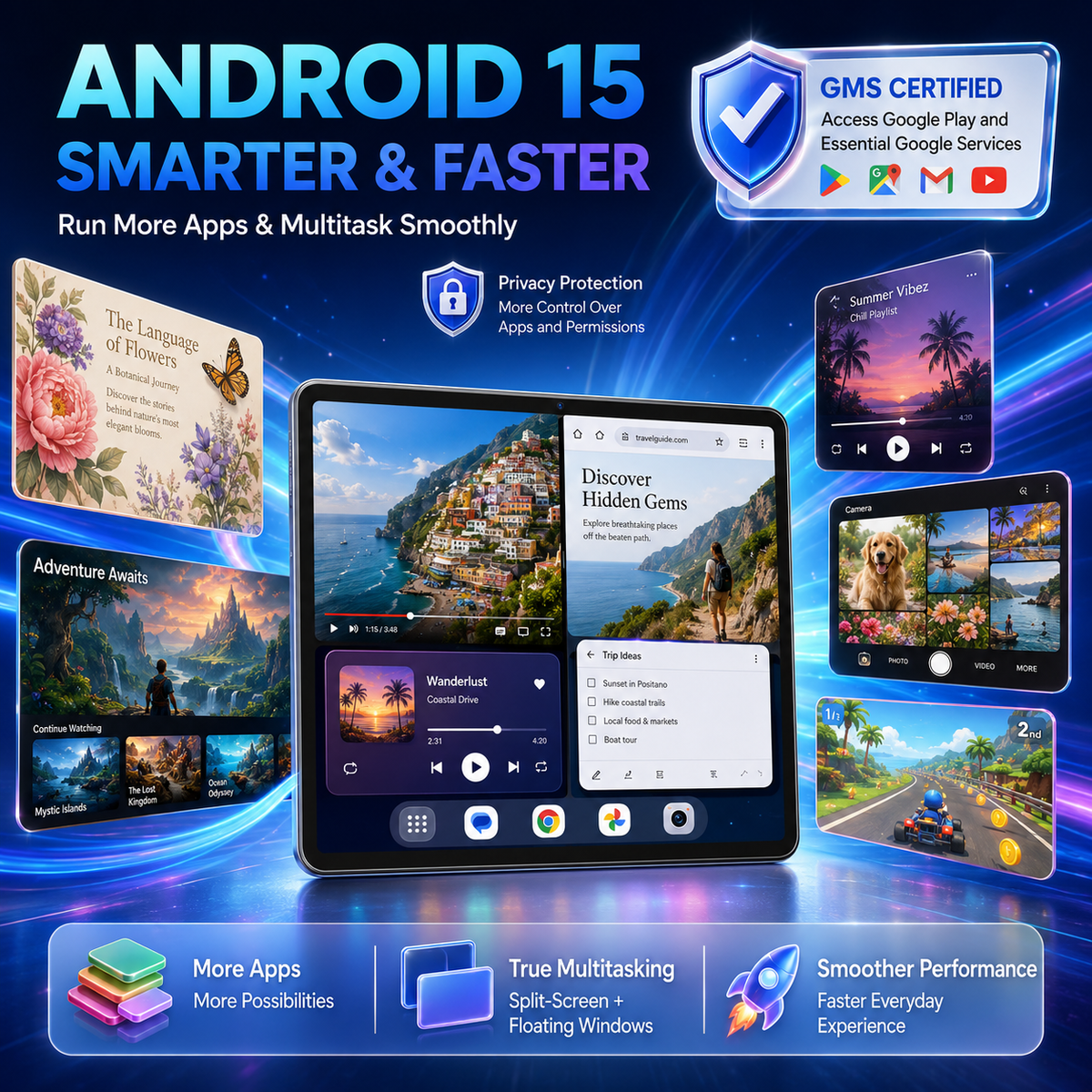 KINOBUC 10.1 Inch Android 15 Tablet, 12GB RAM (4GB + 8GB Expansion), 128GB Storage(Up to 2T), , Octa-Core, 800x1280 HD IPS display, 6000mAh Long Battery, Tablet for work, student.