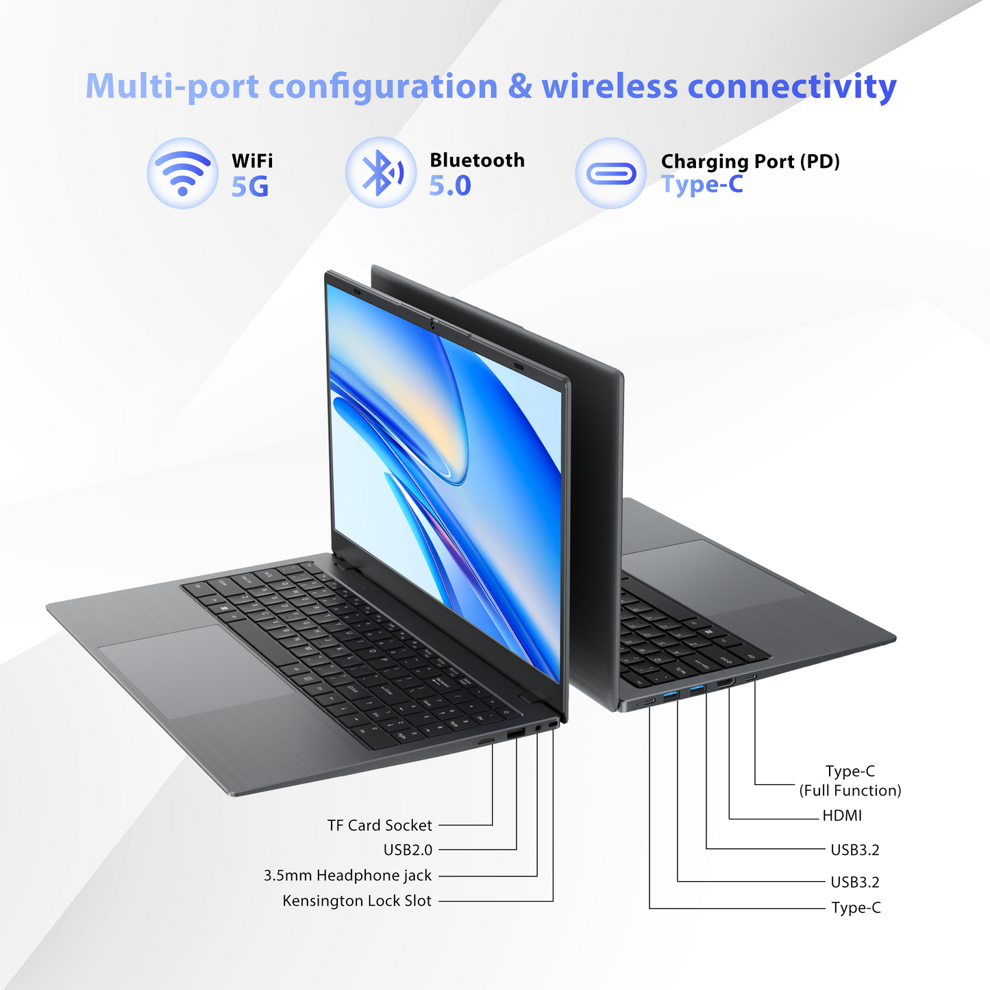 RNRUO 15.6" Laptop Computer, 8GB RAM 256GB SSD, Intel Pentium Gold 6500Y with 2 Cores Up to 3.4GHz, FHD Display, Office 2024, WiFi5 BT5.0, Windows 11 Laptop for Business, Student, Office, Dark Gray