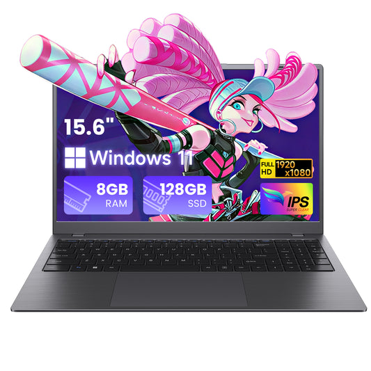 RNRUO 15.6" Laptop Computer, 8GB RAM 128GB SSD, Intel 6500Y with 2 Cores, FHD Display, Windows 11 Home, WiFi5 BT5.0, Type-C PD, Numeric Keypad Laptop for Business, Student, Office
